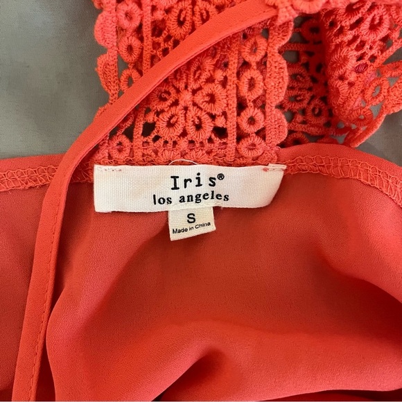 Peach Lightweight Lace T Back Tank Top - Size Small - Picture 6 of 8